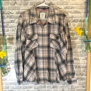 Size XL Button Up Plaid Long Sleeve.